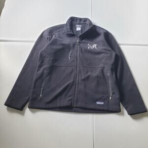 Patagonia Synchilla Jacket Mens Medium Full Zip Fleece Leo Embroidered Black
